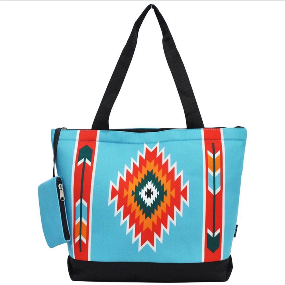 Beautiful Aztec tote bag with attached coin purse
